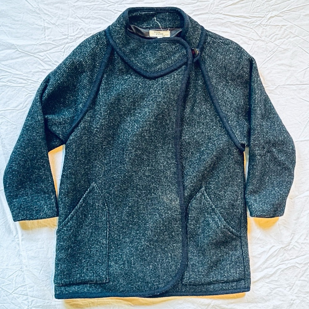 Vintage Women’s Unique Japan Gray Navy Blue Wool Coat Size Small